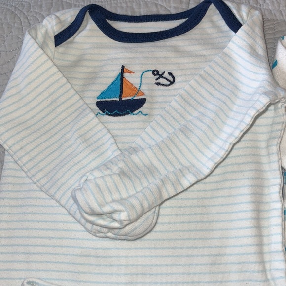 Two baby sail boat sleep sacks 0-3 months baby bundle Daygown sleepers - Picture 3 of 4